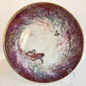 DAUM LIMOGES FRANCE COLLECTION NATURE KOI FISH NYMPH DINNER PLATE 11.5"